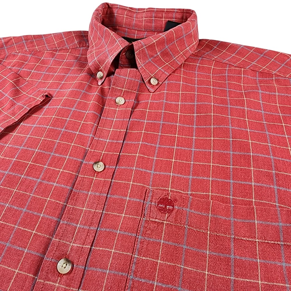 Timberland‎ Mens Plaid Button Down Short Sleeve Casual Shirt Size L
